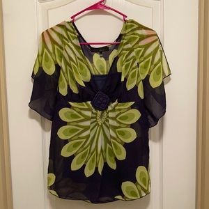 Size S Blue and Green Flowwy Summer Top